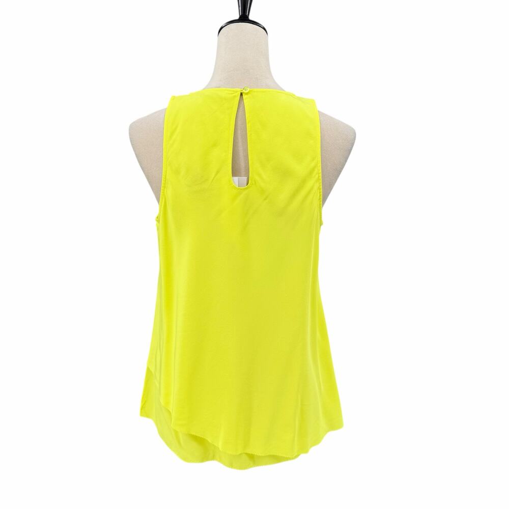 Trina Turk NWT Kesso Bright Neon Yellow 100% Silk Layered Hem Tank Blouse - Picture 3 of 10